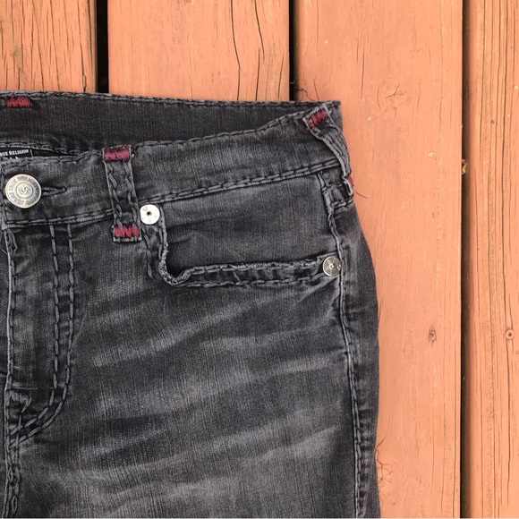True Religion Ricky Straight Leg Denim T Flap Jeans Dark Grey Size 38 - Picture 6 of 16